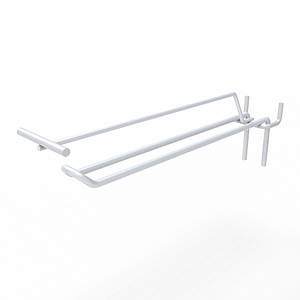 Гачок подвійний з цінникотримачем на перфорацію 150 мм D4 мм, білий