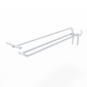 Гачок подвійний з цінникотримачем на перфорацію 200 мм D4 мм, білий