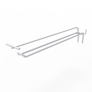 Гачок подвійний з цінникотримачем на перфорацію 250 мм D4 мм, білий