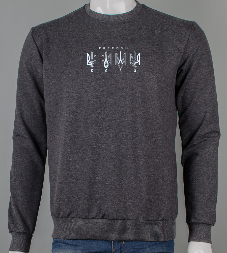 Світшот чоловічий Воля 7307с (Уп.4шт M-XXL), Т.Сірий меланж, фото 1