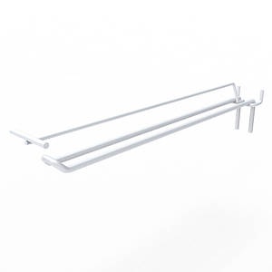 Гачок подвійний з цінникотримачем на перфорацію 250 мм D5 мм, білий