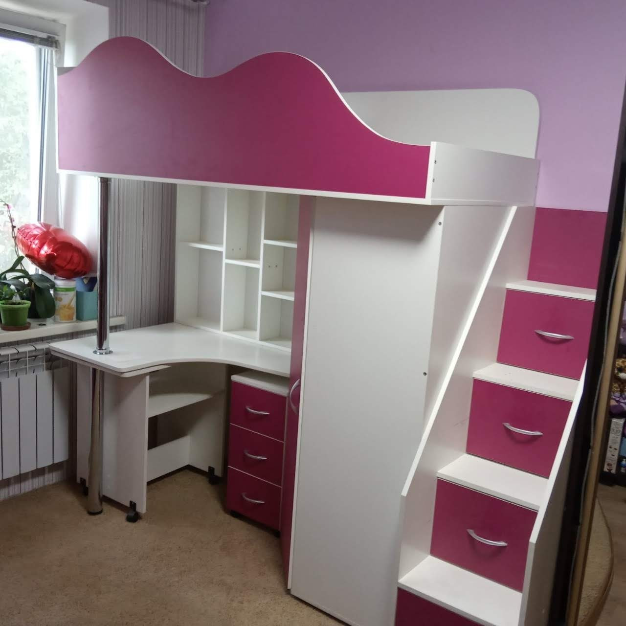 Дитяче двох'ярусне ліжко-горище з столом ДМ37А, фото 1