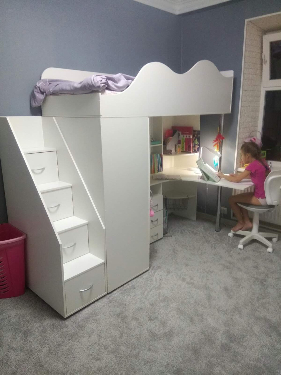 Дитяче двох'ярусне ліжко-горище з столом ДМ37А, фото 1