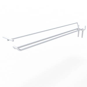 Гачок подвійний з цінникотримачем на перфорацію 300 мм D5 мм, білий