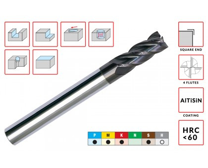 Фреза твердосплавна кінцева Ø5*13*6*50-4F (60HRC)