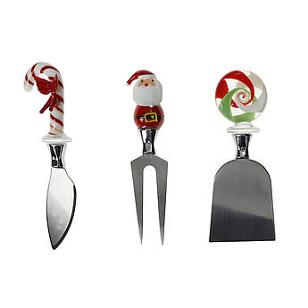 Набір із 3-х ножів для сиру з новорічним декором Brandani