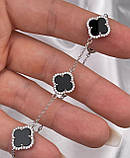 Срібна браслет конюшина з оніксом д.13 (1403.04), фото 3