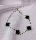 Срібна браслет конюшина з оніксом д.13 (1403.04), фото 4