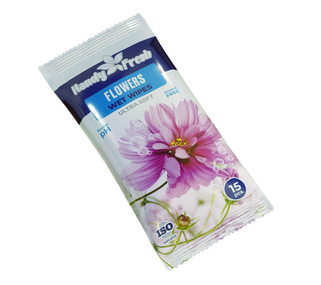 Серветки вологі 15 шт/уп "flowers" ТМ Handy Fresh (4820237500106)