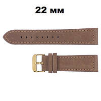 Ремінець для годинника 22 мм Коричневий-Золото