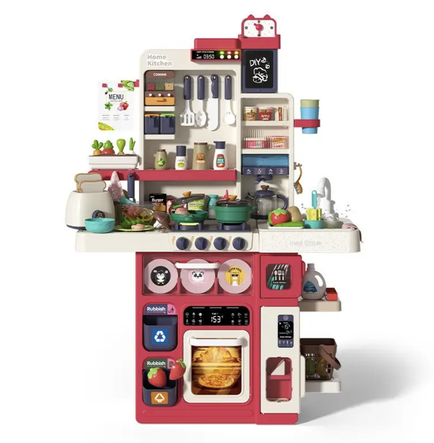 Дитяча велика інтерактивна кухня WD-824A з водою і парою, світлові та звукові ефекти, 101 предмет., фото 1