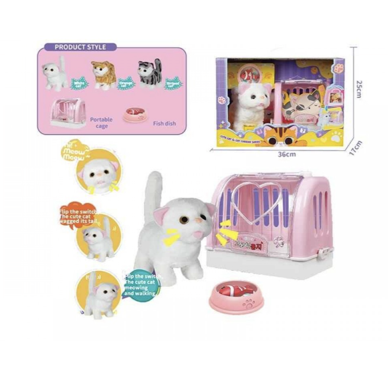 Інтерактивна іграшка кошеня 933-80 Е, ходить, виляє хвостом, нявкає.