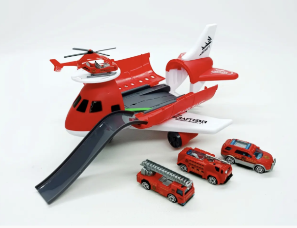 Іграшка літак-гараж 8825А зі спецтранспортом, звукові ефекти, 3+.