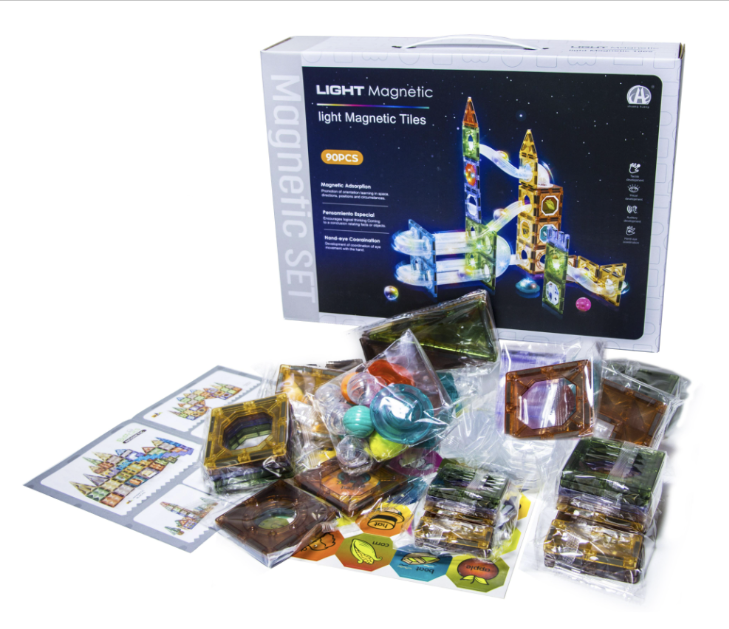 Дитячий магнітний конструктор із підсвічуванням CH 1226, 90 деталей, від 6 років