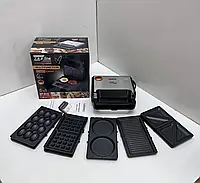 Вафельниця з насадками Zepline гриль 5в1 горішниця 2200 Вт бутербродниця, сендвічниця котлетниця Мультимейкер 5в1