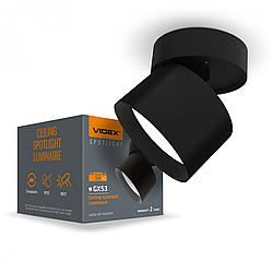 Світильник Videx під GX53 LED лампу VL-SPF18B-B акцентний спот Ø80х82мм накладний поворотний чорний