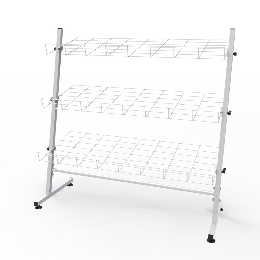 Вітрина торгова для взуття на 3 сітчастих полиць ширина 80 см, біла