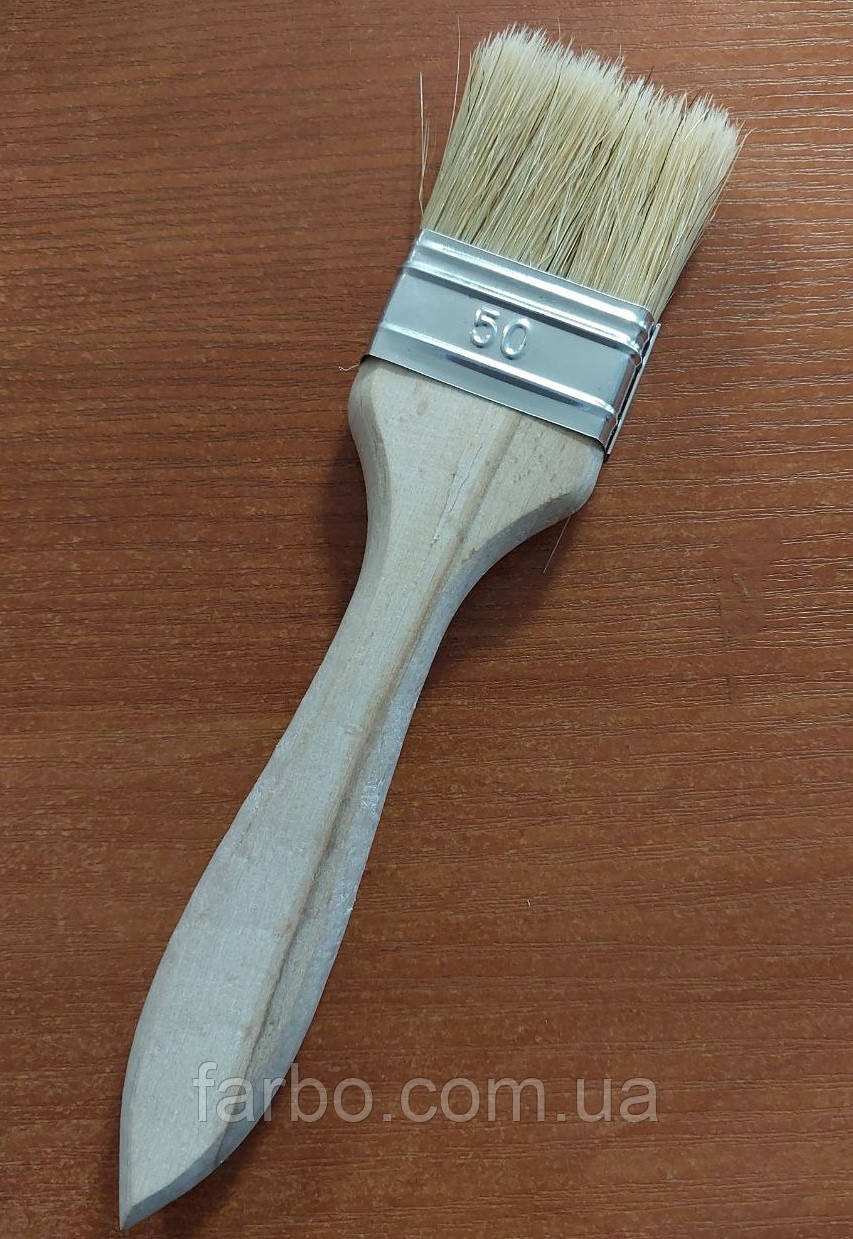 Пензель для фарб і лаків Стандарт натуральний ворс 50 мм, фото 1