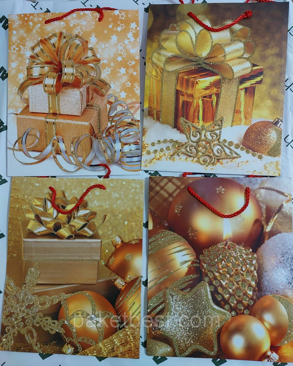 Новорічний, подарунковий пакет 26*32*12см (4 малюнки)