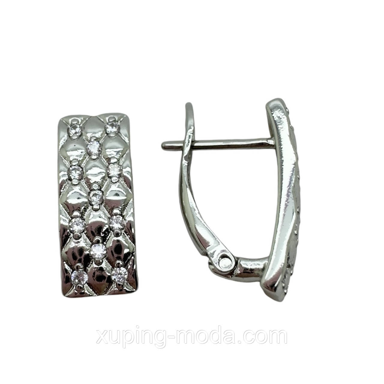 Xuping сережки. 16х5 мм. Родій, фото 1