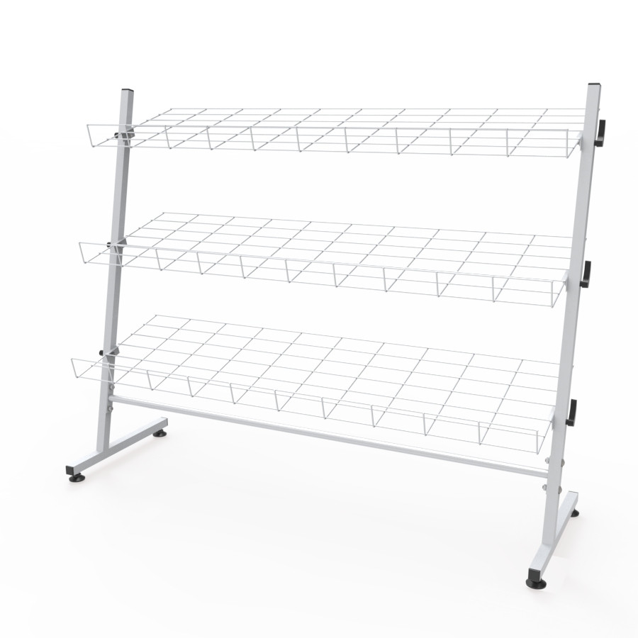 Вітрина торгова для взуття на 3 сітчастих полиць ширина 100 см, біла