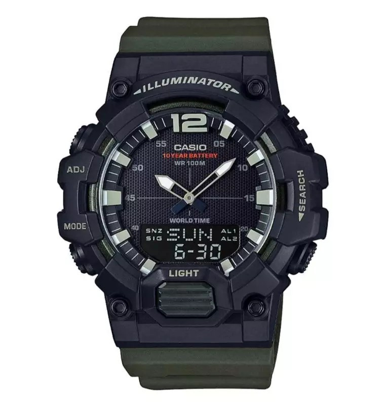Чоловічий водонепроникний годинник з подвійною індикацією Casio HDC-700-3A
