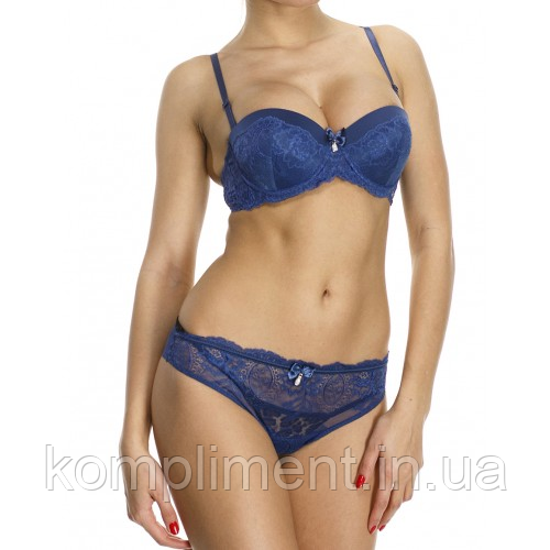 Комплект жіночої спідньої білизни з ефектом пушап Balalaum 9330 синій, чашка С