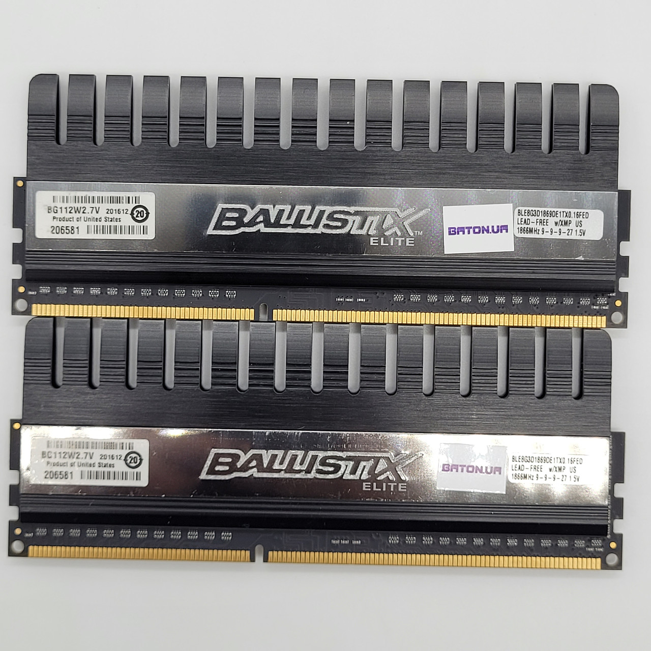 Пара оперативної пам'яті Crucial Ballistix DDR3 16Gb (2x8Gb) 1866MHz 14900U 2R8 CL9 (BLE8G3D1869DE1TX0) Б/В