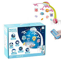 Карусель на ліжечко для новонароджених 45492 пульт р/у, проєктор, обертання, мелодії, звуки, колискові