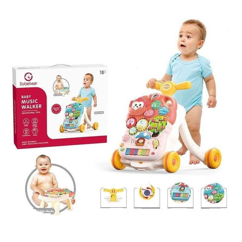 Ходунки каталка столик YL 623, 2в1, 2 кольори, звуки, мелодії, піаніно, пальчикові ігри, сортер, фото 1