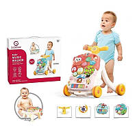 Ходунки каталка столик YL 623, 2в1, 2 кольори, звуки, мелодії, піаніно, пальчикові ігри, сортер