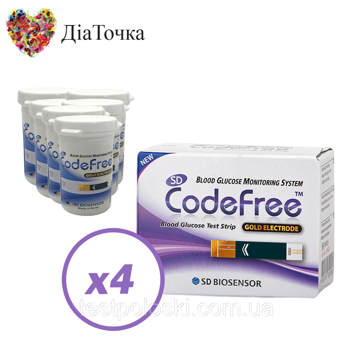 Тест-смужки SD CodeFree 200 шт. у 8 флаконах по 25 шт. у пакованні