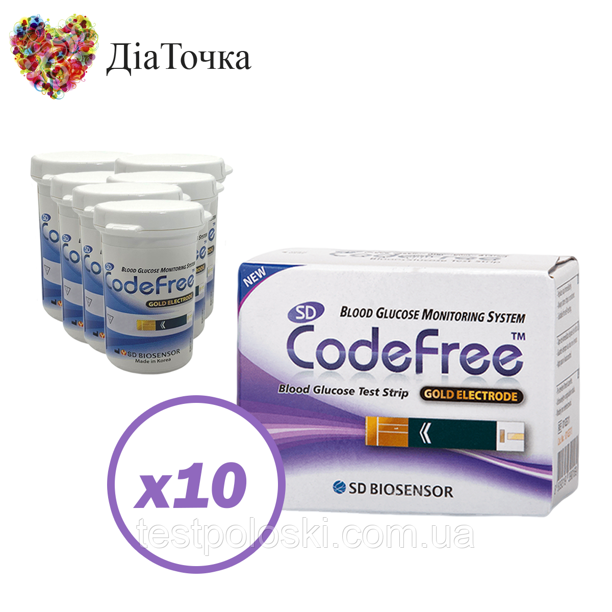 Тест-смужки SD CodeFree 500 шт. у 20 флаконах по 25 шт. у пакованні