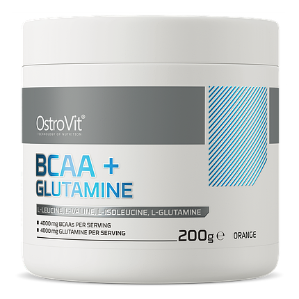 Амінокислоти OstroVit BCAA + Glutamine 200g Orange, фото 1