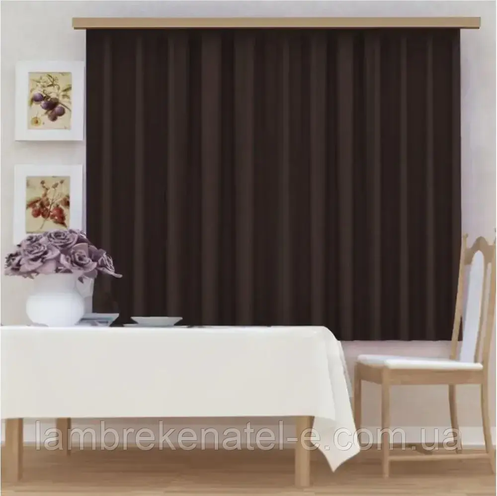 Комплект штор короткі готові коричневі в кухню, 2,7/1,4, фото 1