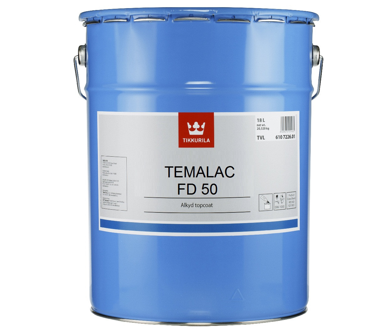 Емаль алкідна TIKKURILA TEMALAC FD 50 антикорозійна, TVL-білий, 18 л