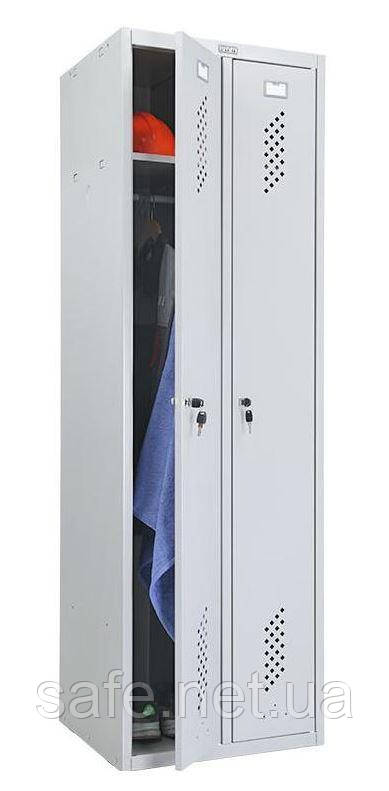 Шафа металева для одягу Практик LS-21 (ВxШxГ:1860x600x500), 0,5 мм, шафа роздягальні, шафа одягу металева