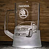Пивний келих із гравіюванням автомобіля SKODA Octavia Шкода Октавія — подарунок для автолюбителя, фото 2