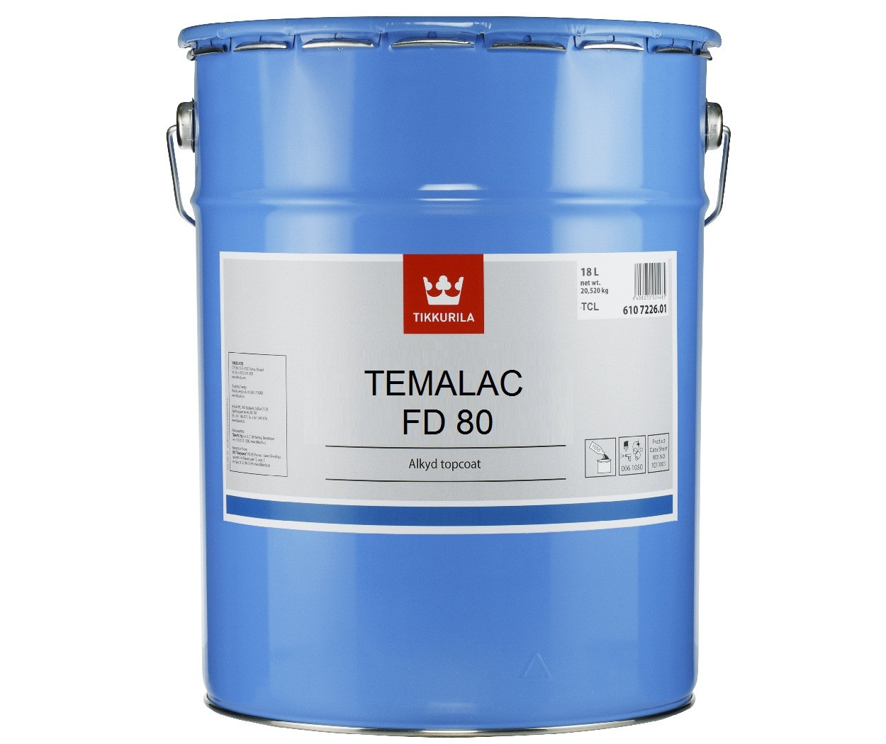 Емаль алкідна TIKKURILA TEMALAC FD 80 антикорозійна, TCL-транспарентна, 18 л