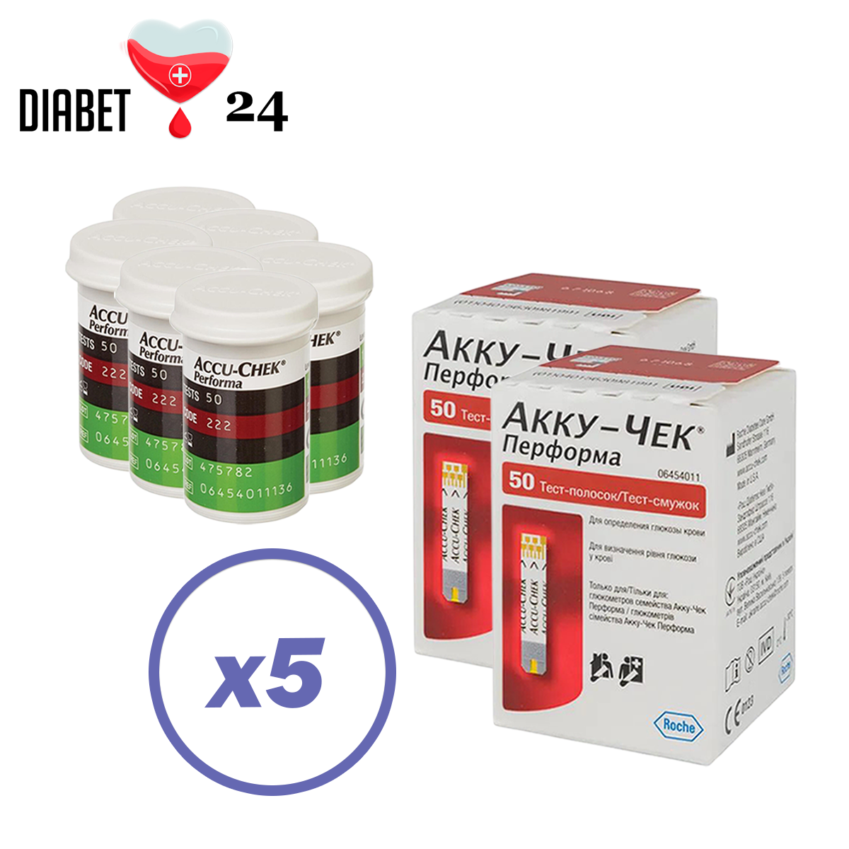 Тест-смужки Акку-Чек Перформа (Accu-Chek Performa) 500 шт. в 10 флаконах по 50 шт. в пакованні
