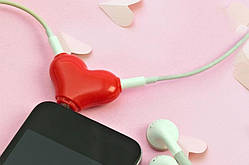 Популярний! Розгалужувач для навушників Серце 3.5 AUX - Краща якість тільки на Nukleon.com.ua