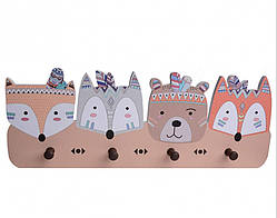 Популярний! Дитяча настінна деревяна вішалка Лісові друзі - Краща якість тільки на Nukleon.com.ua