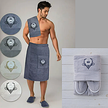 Подарунковий набір для сауни та лазні, набори в сауну для чоловіків банний у подарунок Світло сірий