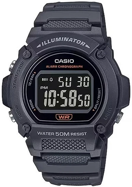 Водонепроникний спортивний електронний годинник Casio W-219H-8B