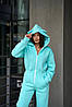 Теплый женский комбинезон с ушками и капюшоном на зиму, прямой крой, бирюзовый XS, фото 7