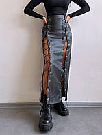 Женская кожаная юбка миди Yp30