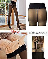 Колготки теплые с широким поясом на меху с эффектом "вторая кожа", один шов, 42-48