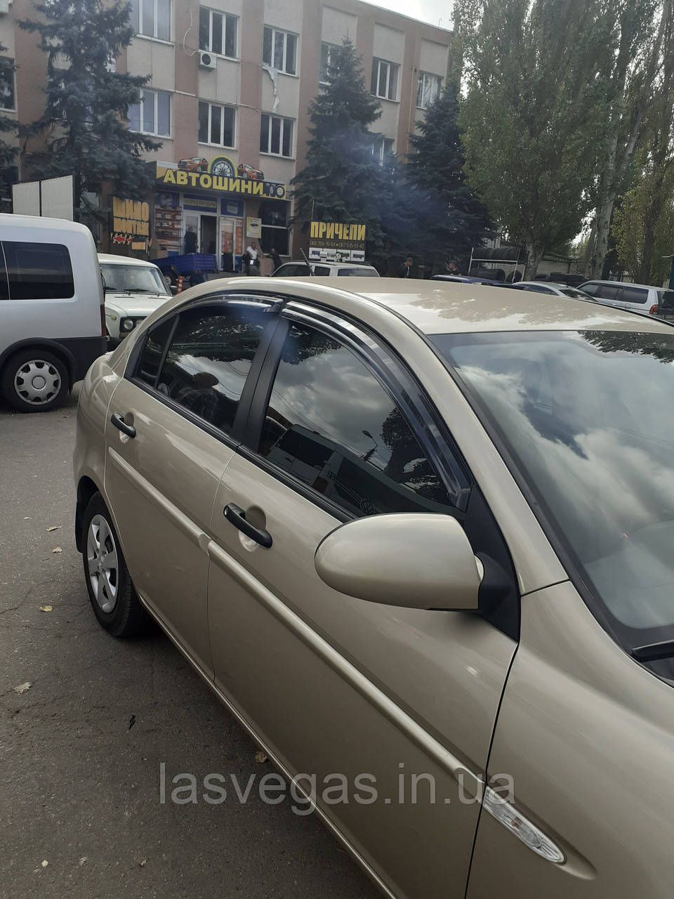 Вітровики, дефлектори вікон Hyundai Accent/Kia Rio 2005-2010 (Kyoung Dong/Корея), фото 1