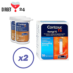 Тест-смужки Contour TS 100 шт. у 2 флаконі по 50 шт. в пакованні