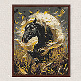 Алмазна мозаїка/вишивка Чорний кінь 40*50 см Орігамі OD 31200, фото 7